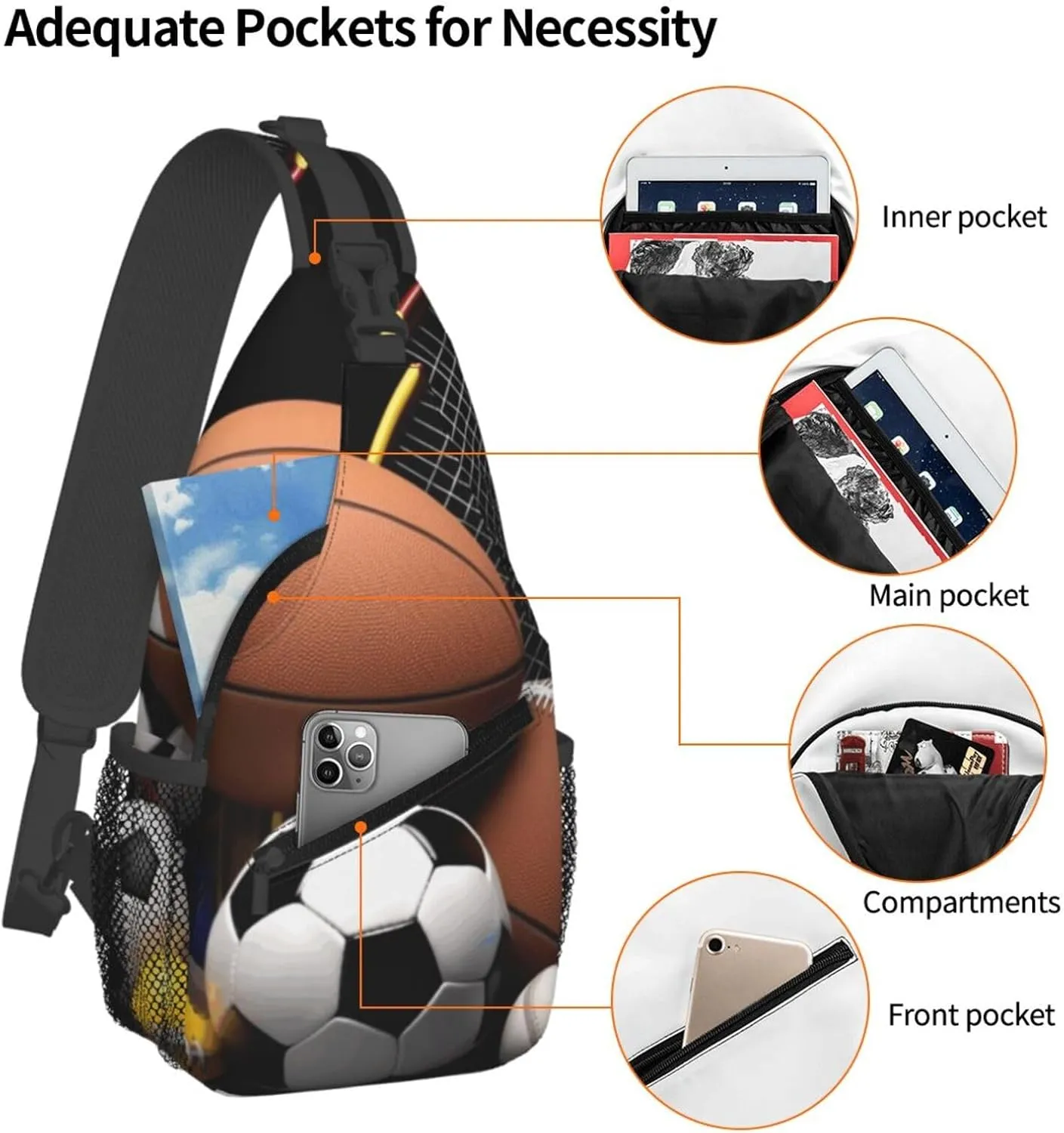 Crossbody Bag for Women Men Sports Themed_75147537 Chest Bag Crossbody Sling Bag Adjustable Shoulder Bag