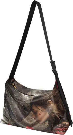 Crossbody Bag Knight Valentines Print for Women Men Large Capacity PU Leather Shoulder Bag Zipper Closure with Fabric Strap