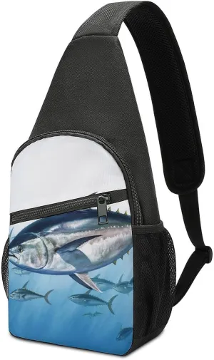 Crossbody Bag Travel Sling Bag for Men Small Sling Backpack Bluefin Tuna Thunnus Chest Bag Shoulder Bag for Outdoor