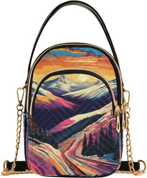 Crossbody Bags for Women Colorful Sunset Rays Women's Crossbody Handbags Leather Purses Shoulder bag