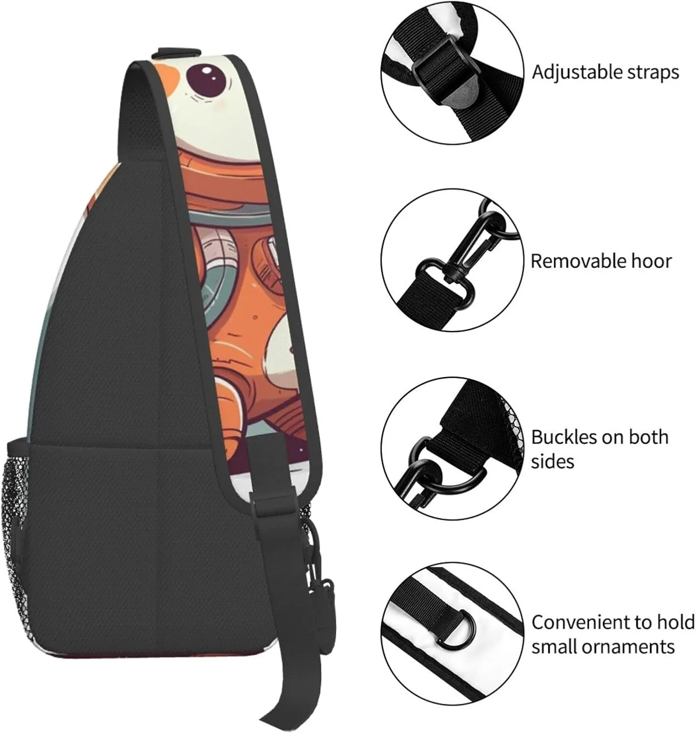 Crossbody Bags for Women Men Trendy Sling Bag Casual Chest Bag Rabbit and Cup Shoulder Bag for Travel Sport