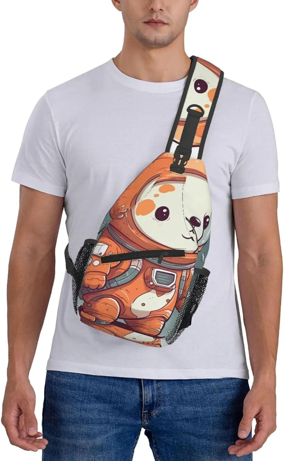 Crossbody Bags for Women Men Trendy Sling Bag Casual Chest Bag Rabbit and Cup Shoulder Bag for Travel Sport
