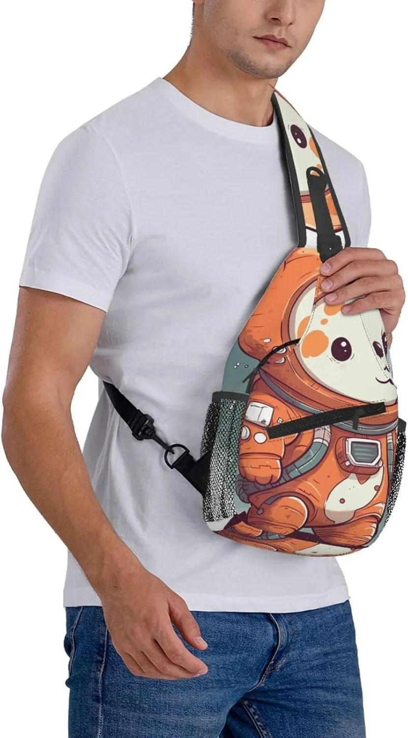 Crossbody Bags for Women Men Trendy Sling Bag Casual Chest Bag Rabbit and Cup Shoulder Bag for Travel Sport