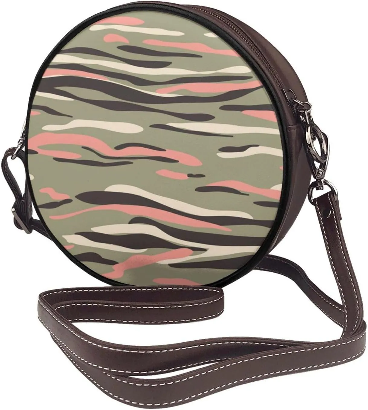 Crossbody Bags for Women, Round PU Leather Purses Crossbody Handbag Purse with Adjustable Strap