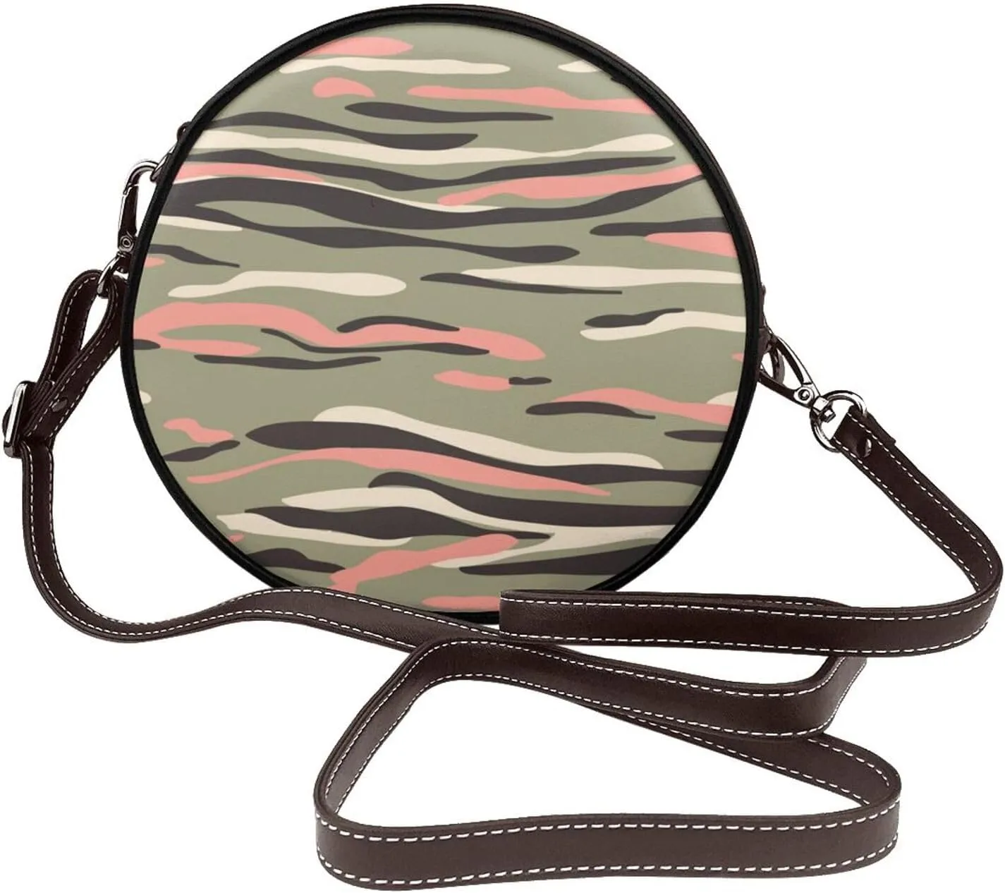 Crossbody Bags for Women, Round PU Leather Purses Crossbody Handbag Purse with Adjustable Strap