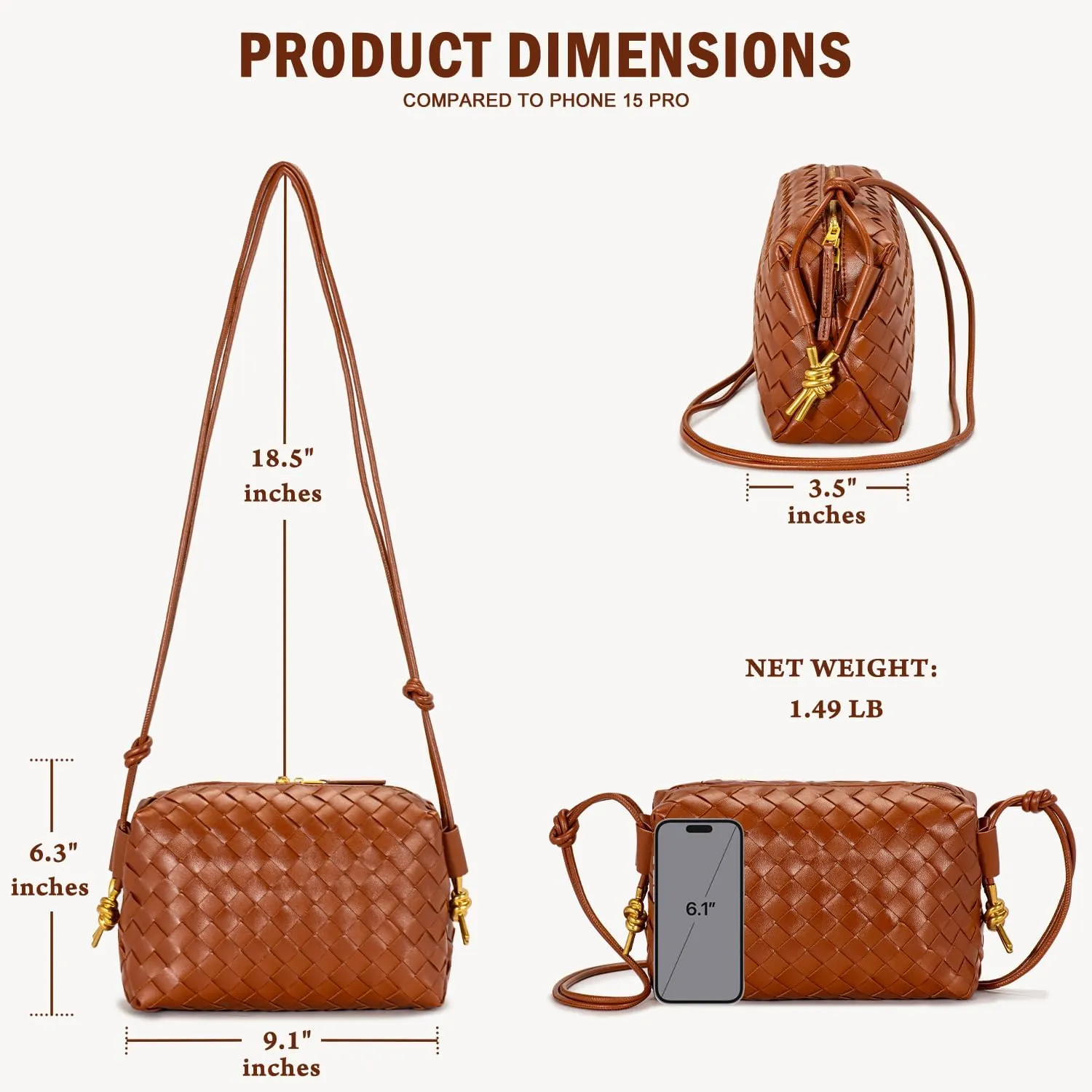 Crossbody Bags Woven Small Purses Shoulder Bag Leather Handbags for Women