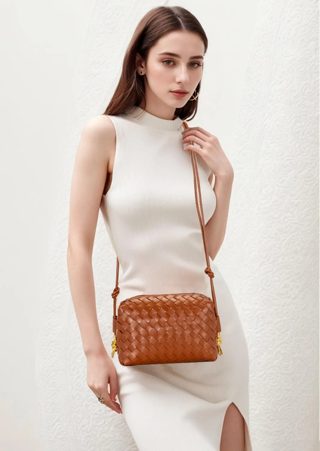 Crossbody Bags Woven Small Purses Shoulder Bag Leather Handbags for Women
