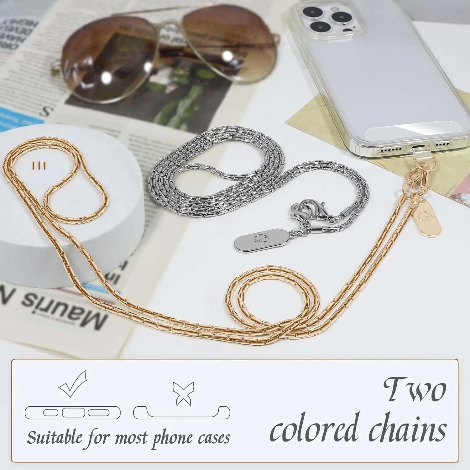 Crossbody Phone Strap Detachable Phone Chain Strap Crossbody Phone Lanyard Chain for Women Gold