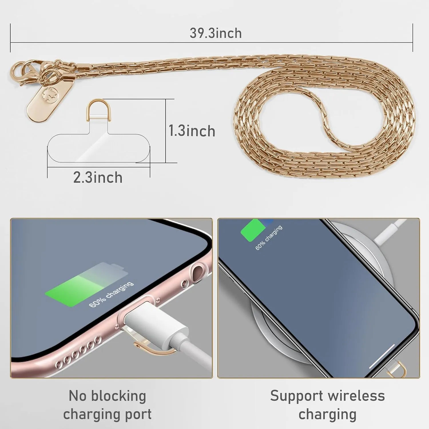 Crossbody Phone Strap Detachable Phone Chain Strap Crossbody Phone Lanyard Chain for Women Gold