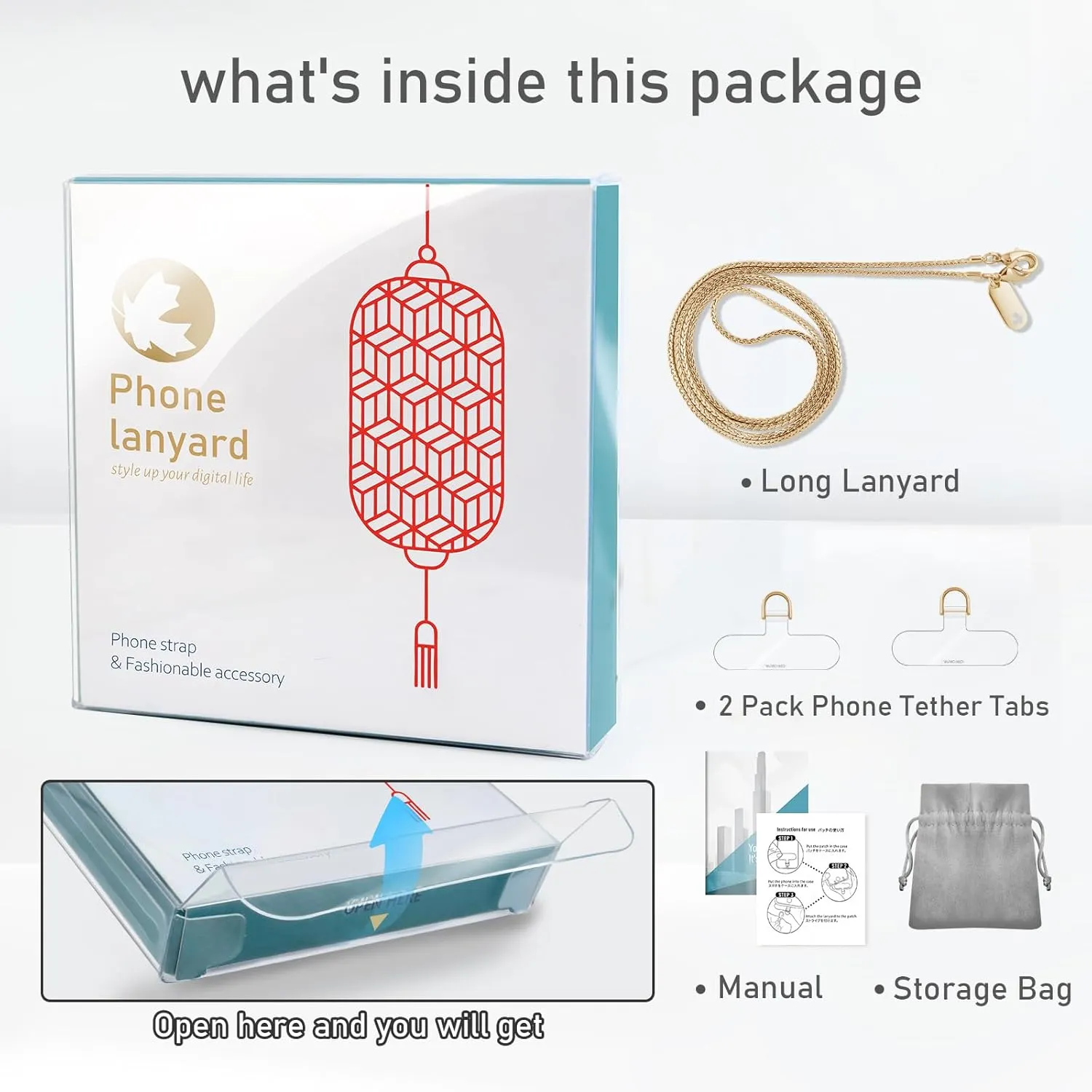 Crossbody Phone Strap Detachable Phone Chain Strap Crossbody Phone Lanyard Chain for Women Gold