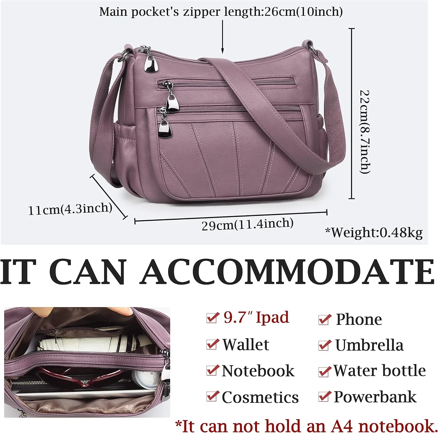 Crossbody Purse for Women Ladies Soft PU Leather Shoulder Bag Medium Roomy Handbag Fashion Tote Top Handle Satchel