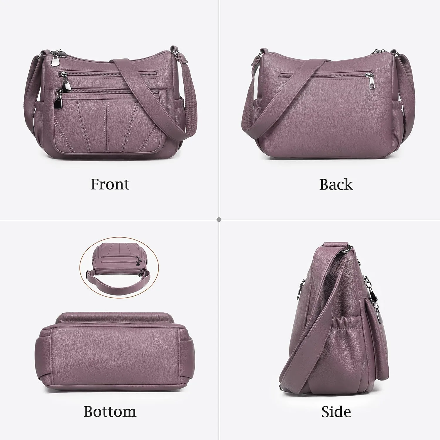 Crossbody Purse for Women Ladies Soft PU Leather Shoulder Bag Medium Roomy Handbag Fashion Tote Top Handle Satchel
