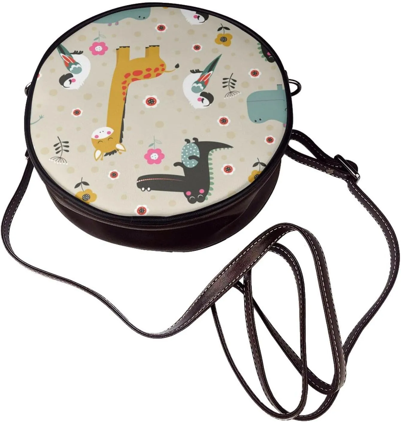 Crossbody Purse for Women, PU Leather Round Crossbody Bag, Mini Purses Handbags with Strap Zipper