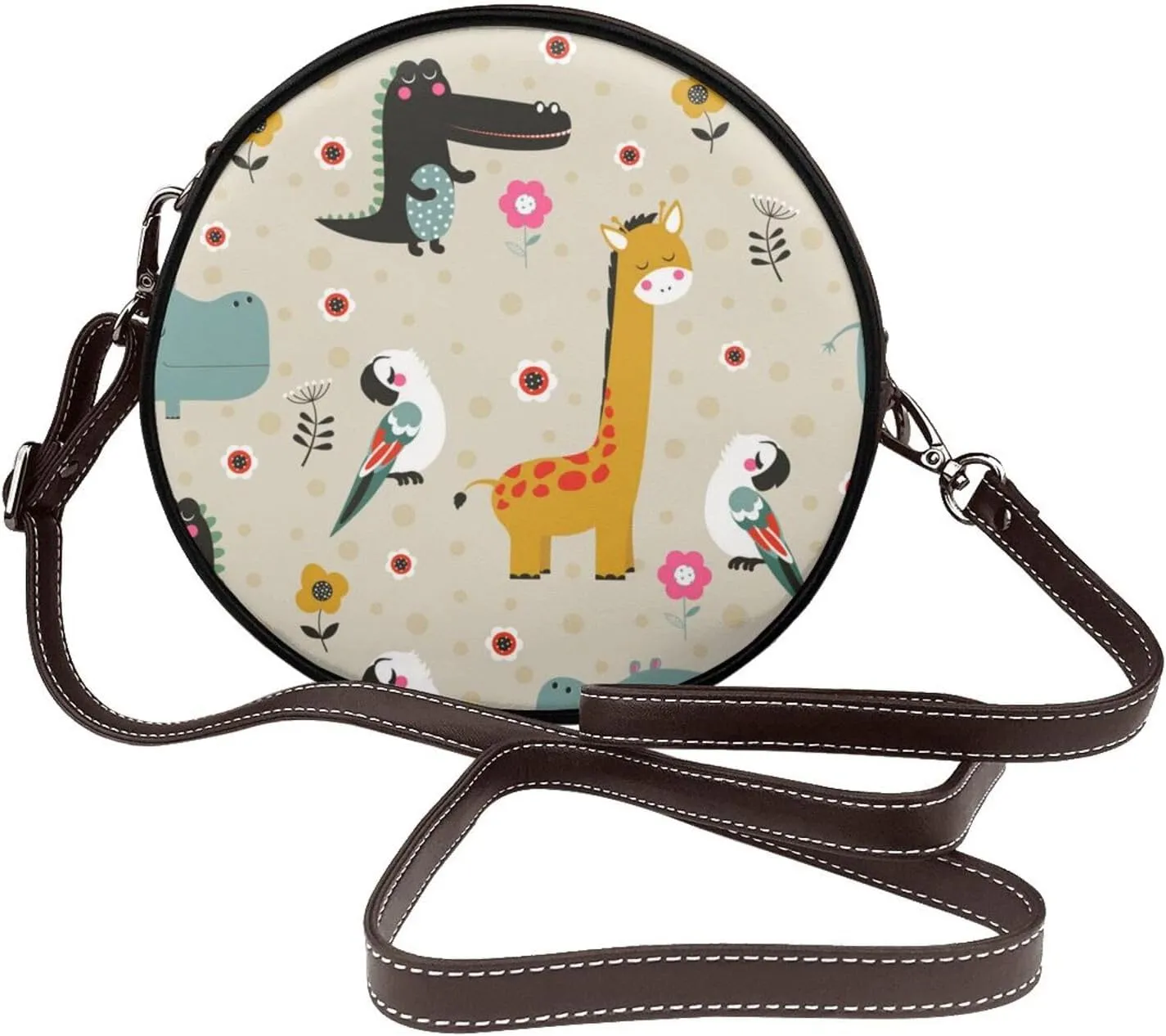 Crossbody Purse for Women, PU Leather Round Crossbody Bag, Mini Purses Handbags with Strap Zipper