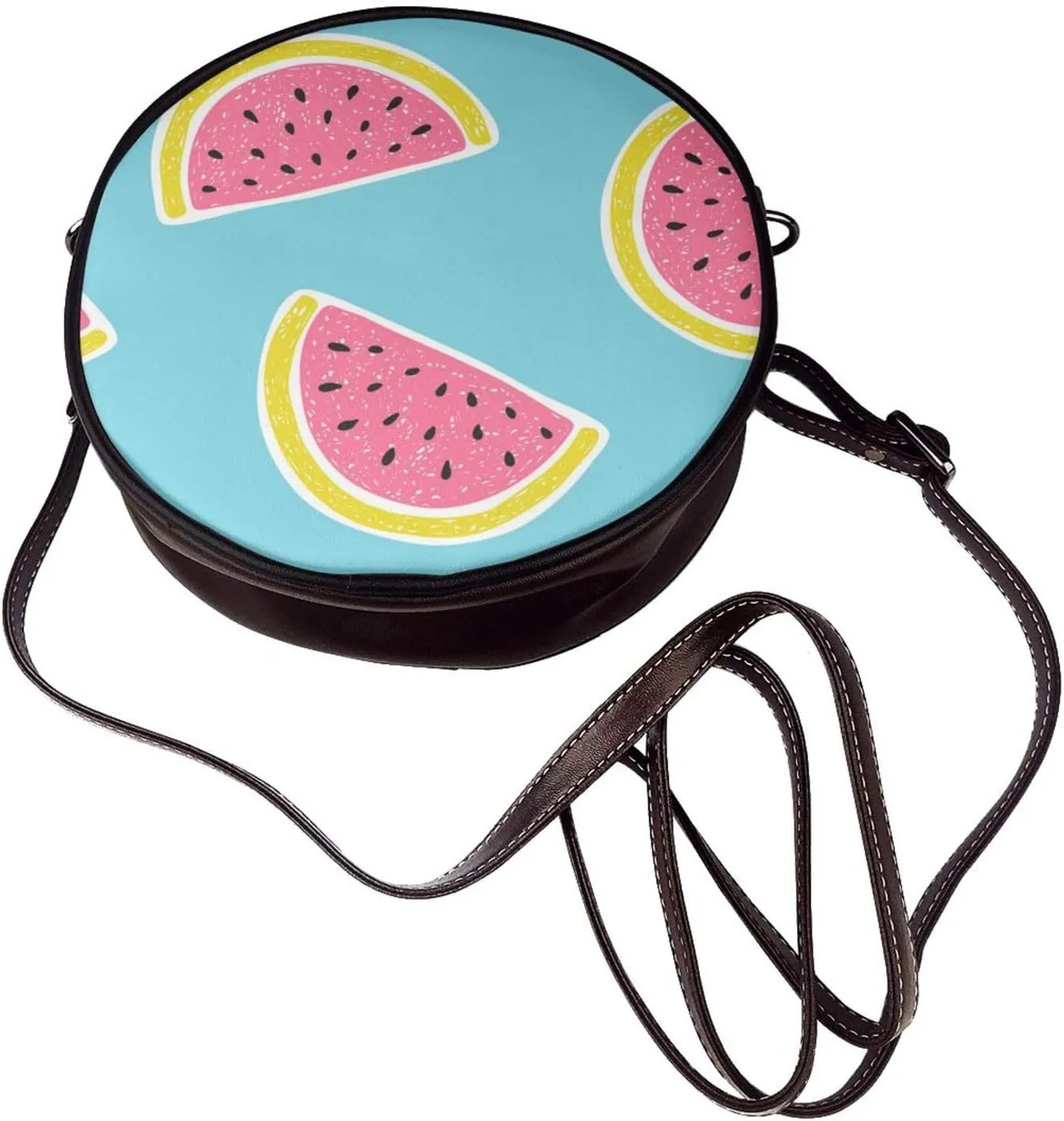 Crossbody Purse for Women, PU Leather Round Crossbody Bag, Mini Purses Handbags with Strap Zipper