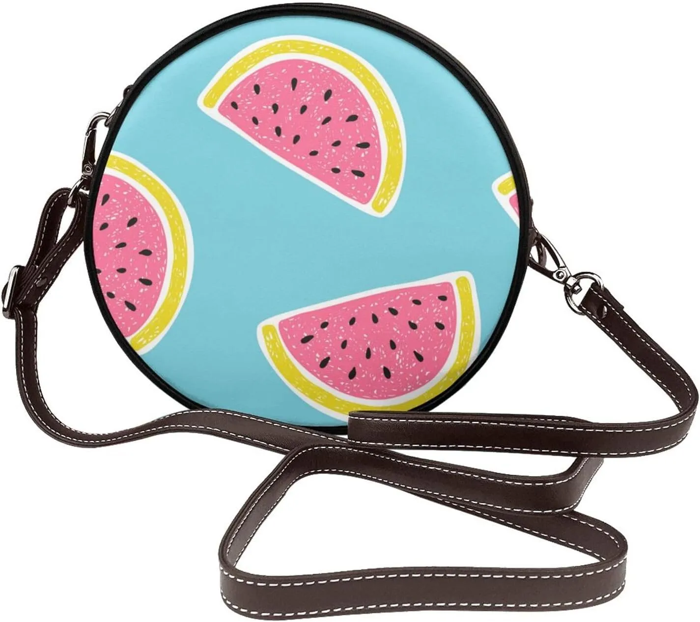 Crossbody Purse for Women, PU Leather Round Crossbody Bag, Mini Purses Handbags with Strap Zipper