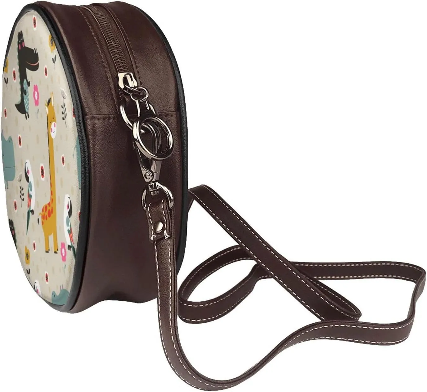 Crossbody Purse for Women, PU Leather Round Crossbody Bag, Mini Purses Handbags with Strap Zipper