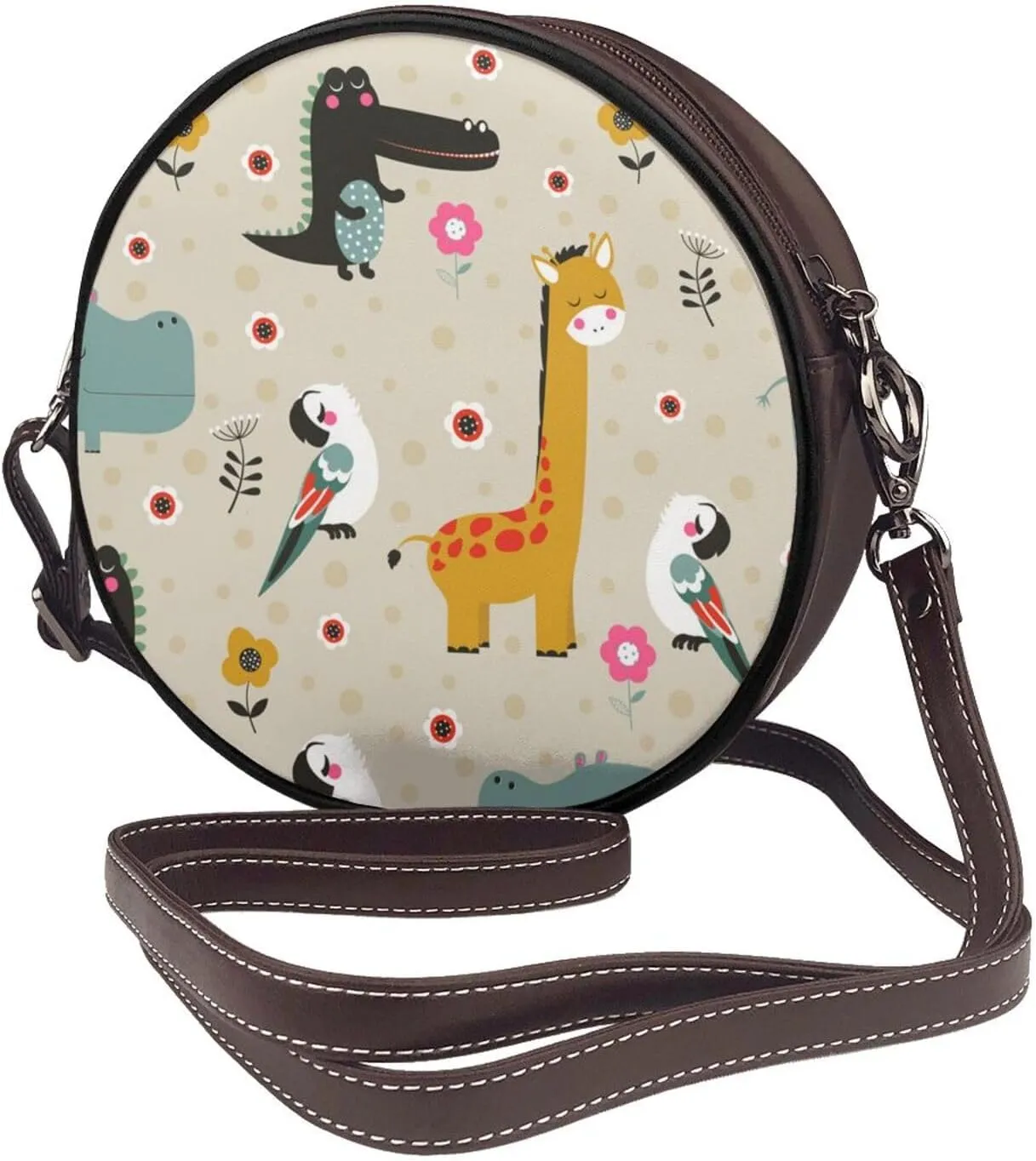 Crossbody Purse for Women, PU Leather Round Crossbody Bag, Mini Purses Handbags with Strap Zipper