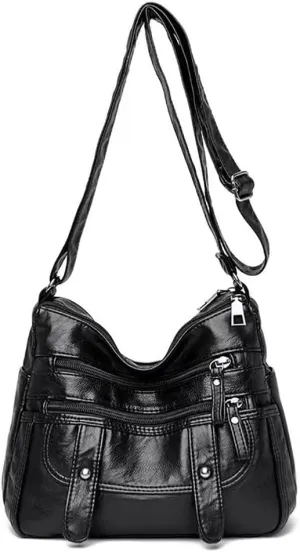 Crossbody Purse for Women Vintage Hobo Handbag Soft Leather Shoulder Bag Roomy Travel Tote Purse with Adjustable Strap