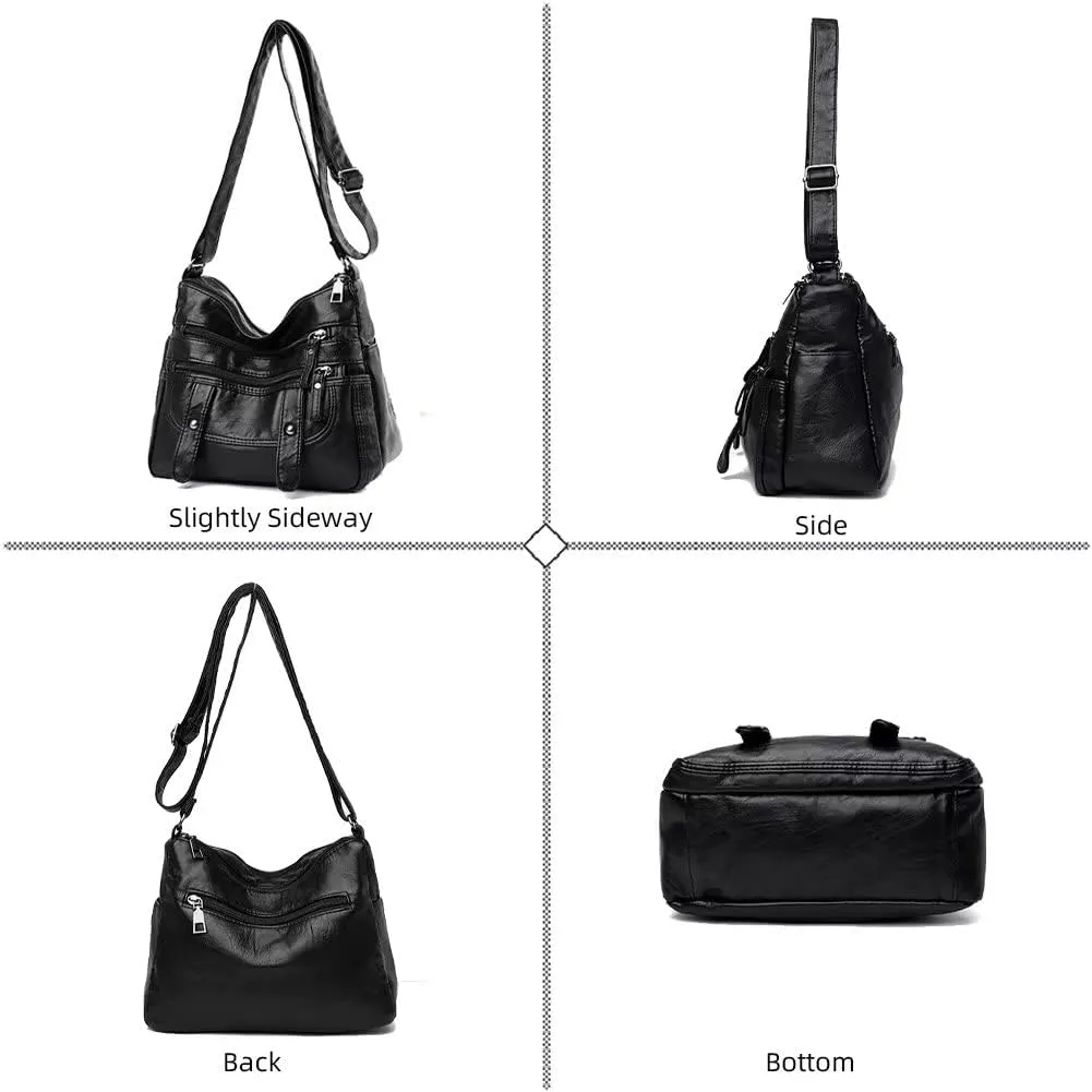 Crossbody Purse for Women Vintage Hobo Handbag Soft Leather Shoulder Bag Roomy Travel Tote Purse with Adjustable Strap