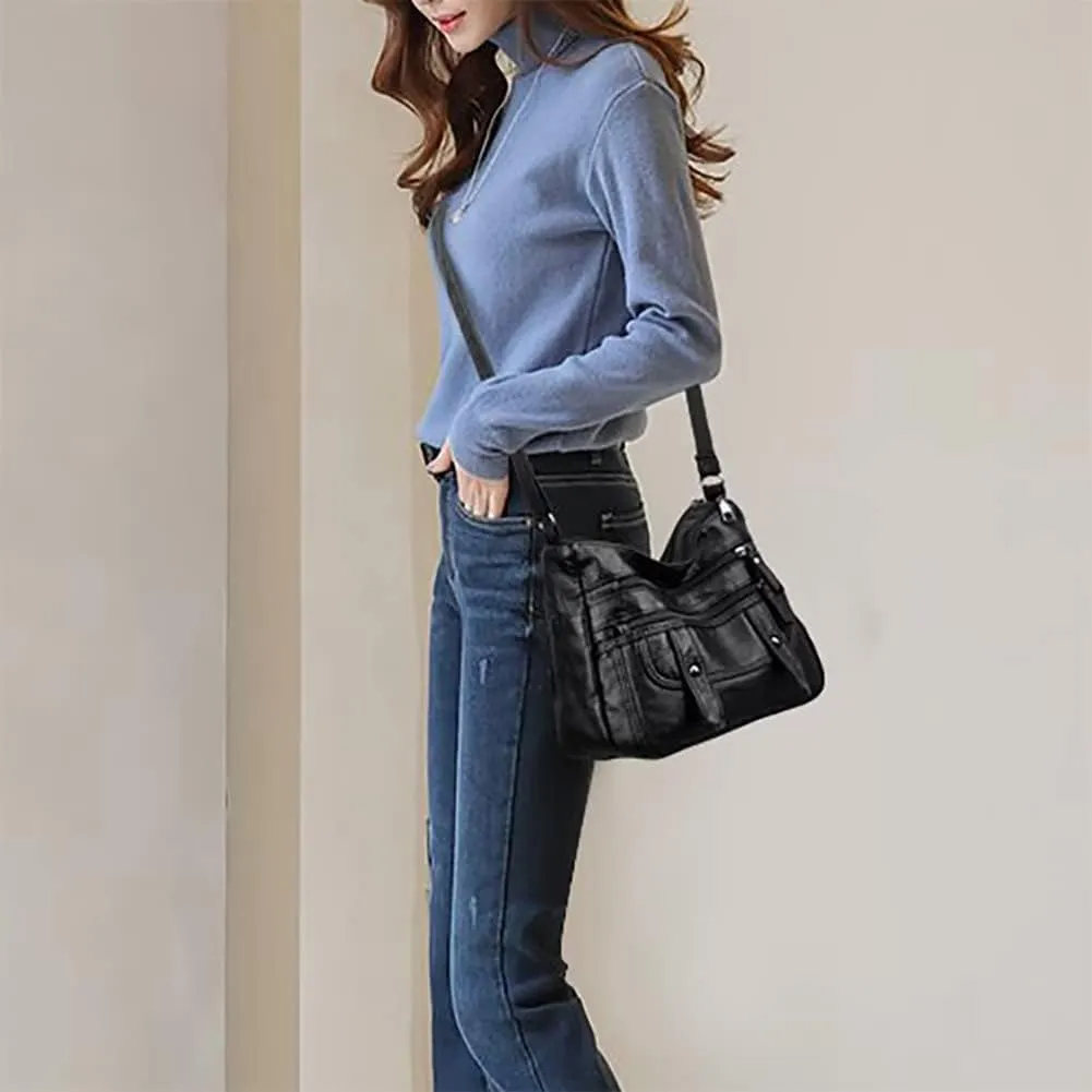 Crossbody Purse for Women Vintage Hobo Handbag Soft Leather Shoulder Bag Roomy Travel Tote Purse with Adjustable Strap