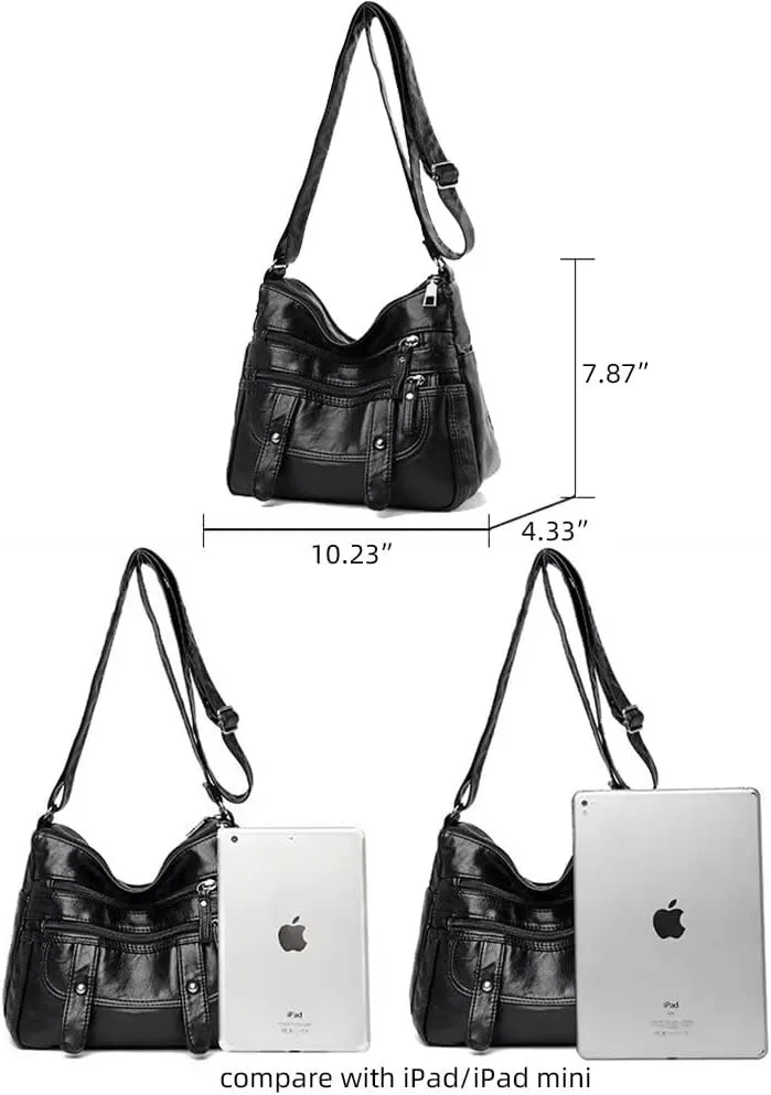 Crossbody Purse for Women Vintage Hobo Handbag Soft Leather Shoulder Bag Roomy Travel Tote Purse with Adjustable Strap