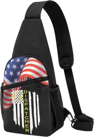 Crossbody Shoulder Chest Bag Number 911 Dispatcher Thin Gold Yellow Line Dispatch American Flag Fashion One-Shoulder