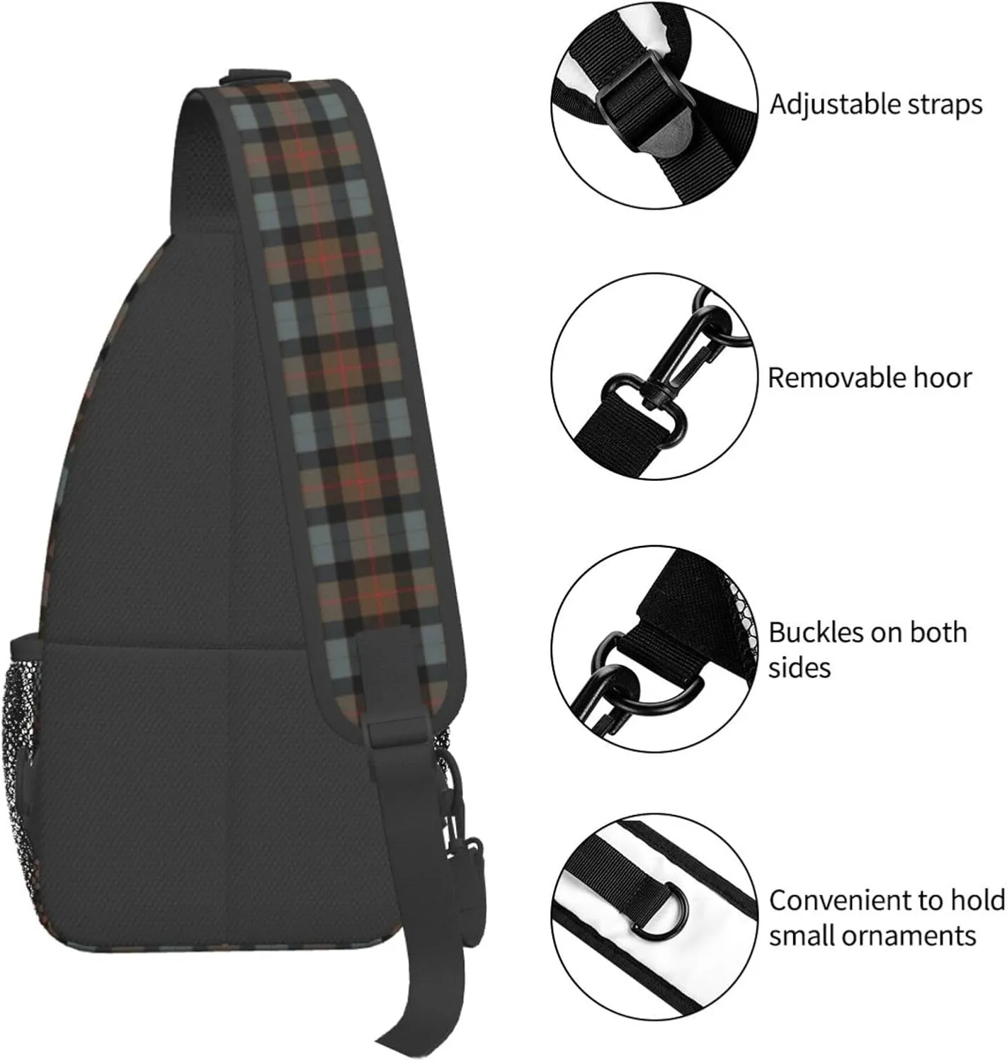 Crossbody Sling Backpack Clan Gunn Weathered Tartan Shoulder Chest Bag Daypack for Traveling Sport