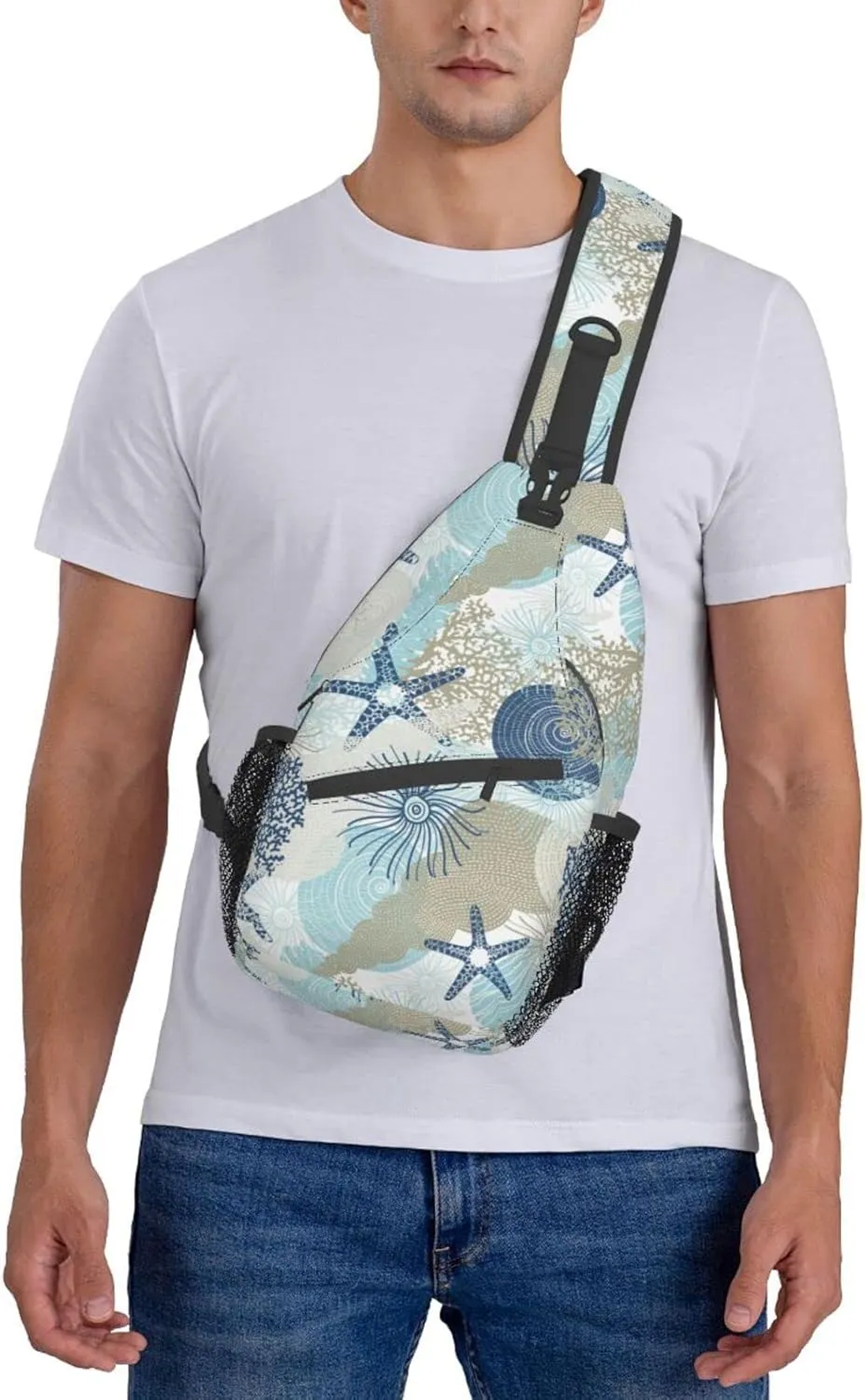 Crossbody Sling Backpack Sling Bag Chest Bag Shoulder Bag Travel Hiking Daypack For Men Women-Algae Corals And Seashells