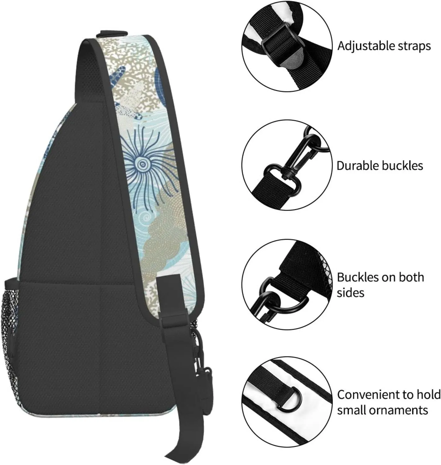 Crossbody Sling Backpack Sling Bag Chest Bag Shoulder Bag Travel Hiking Daypack For Men Women-Algae Corals And Seashells