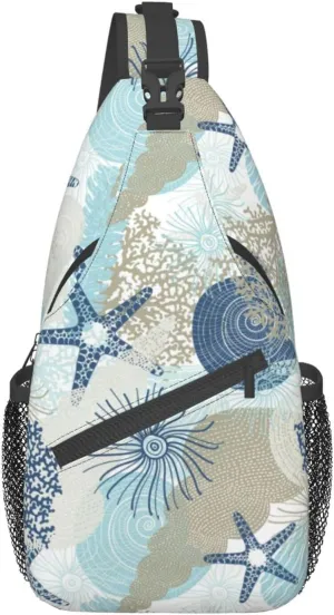 Crossbody Sling Backpack Sling Bag Chest Bag Shoulder Bag Travel Hiking Daypack For Men Women-Algae Corals And Seashells