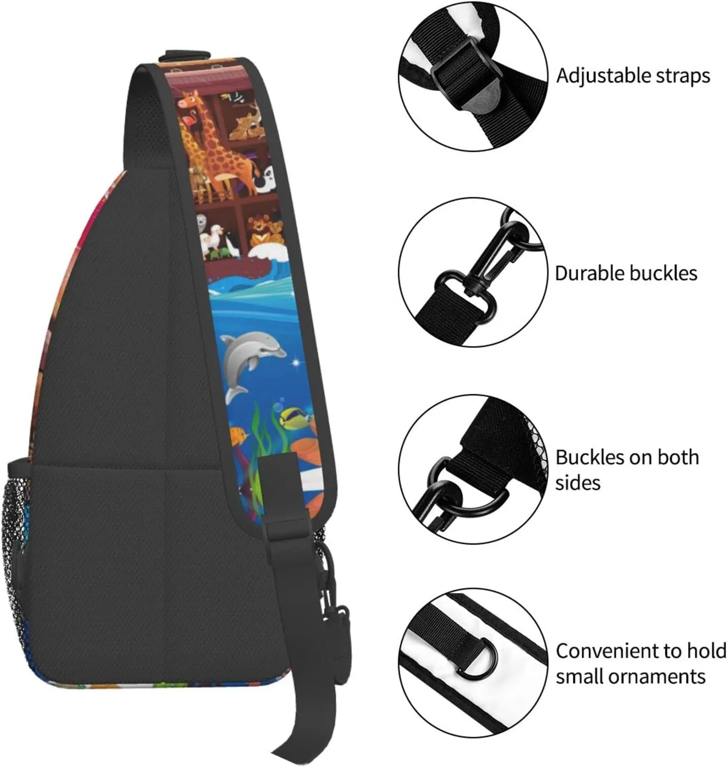 Crossbody Sling Backpack Sling Bag Chest Bag Shoulder Bag Travel Hiking Daypack For Men Women-Animals On Noah'S Ark