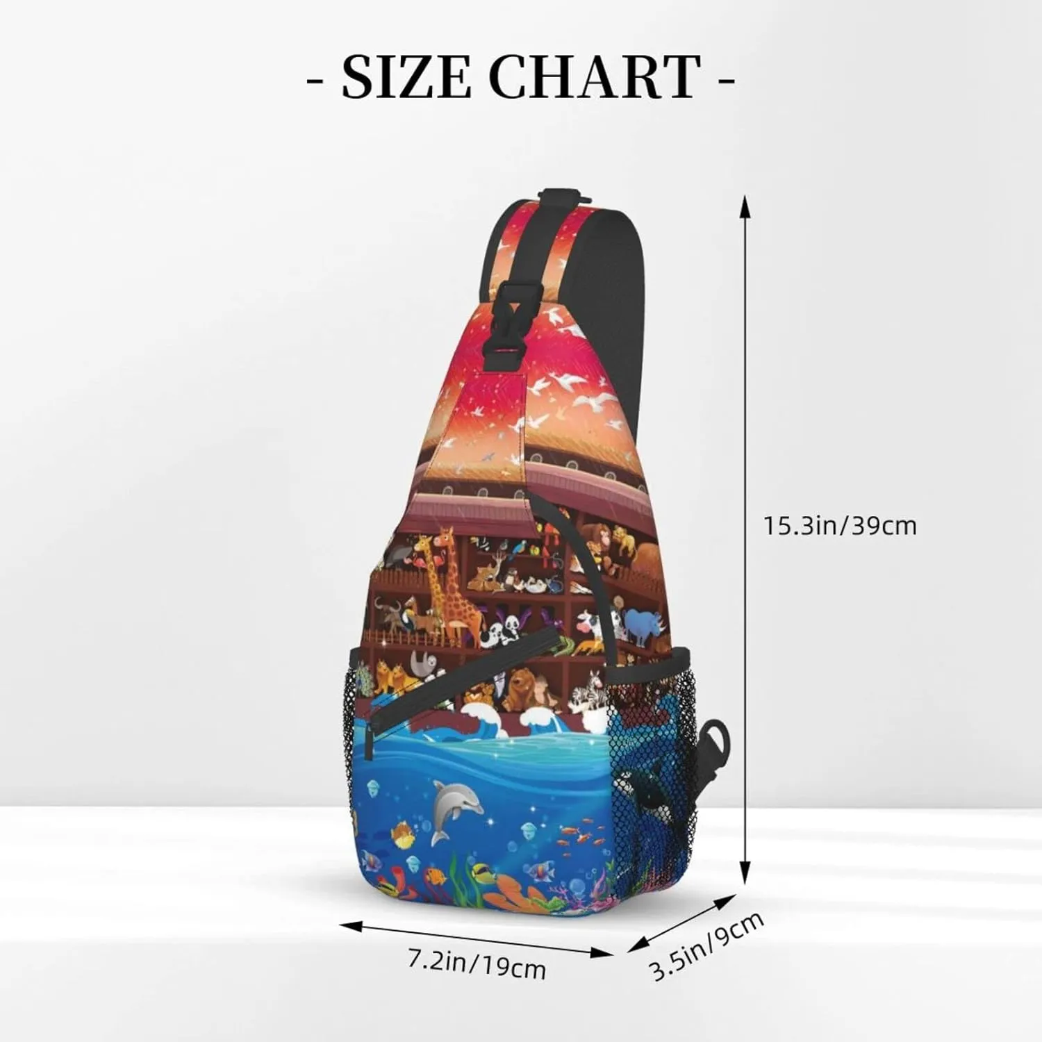 Crossbody Sling Backpack Sling Bag Chest Bag Shoulder Bag Travel Hiking Daypack For Men Women-Animals On Noah'S Ark