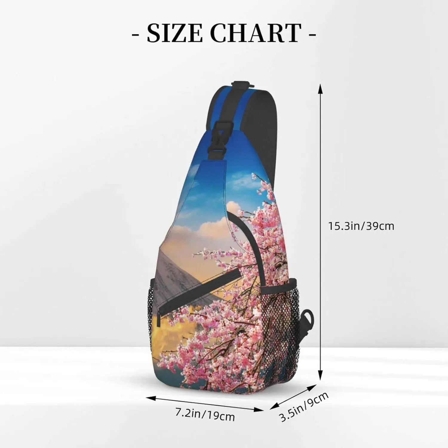 Crossbody Sling Backpack Sling Bag Chest Bag Shoulder Bag Travel Hiking Daypack For Men Women-Fuji Mountain And Cherry Blossoms In Spring
