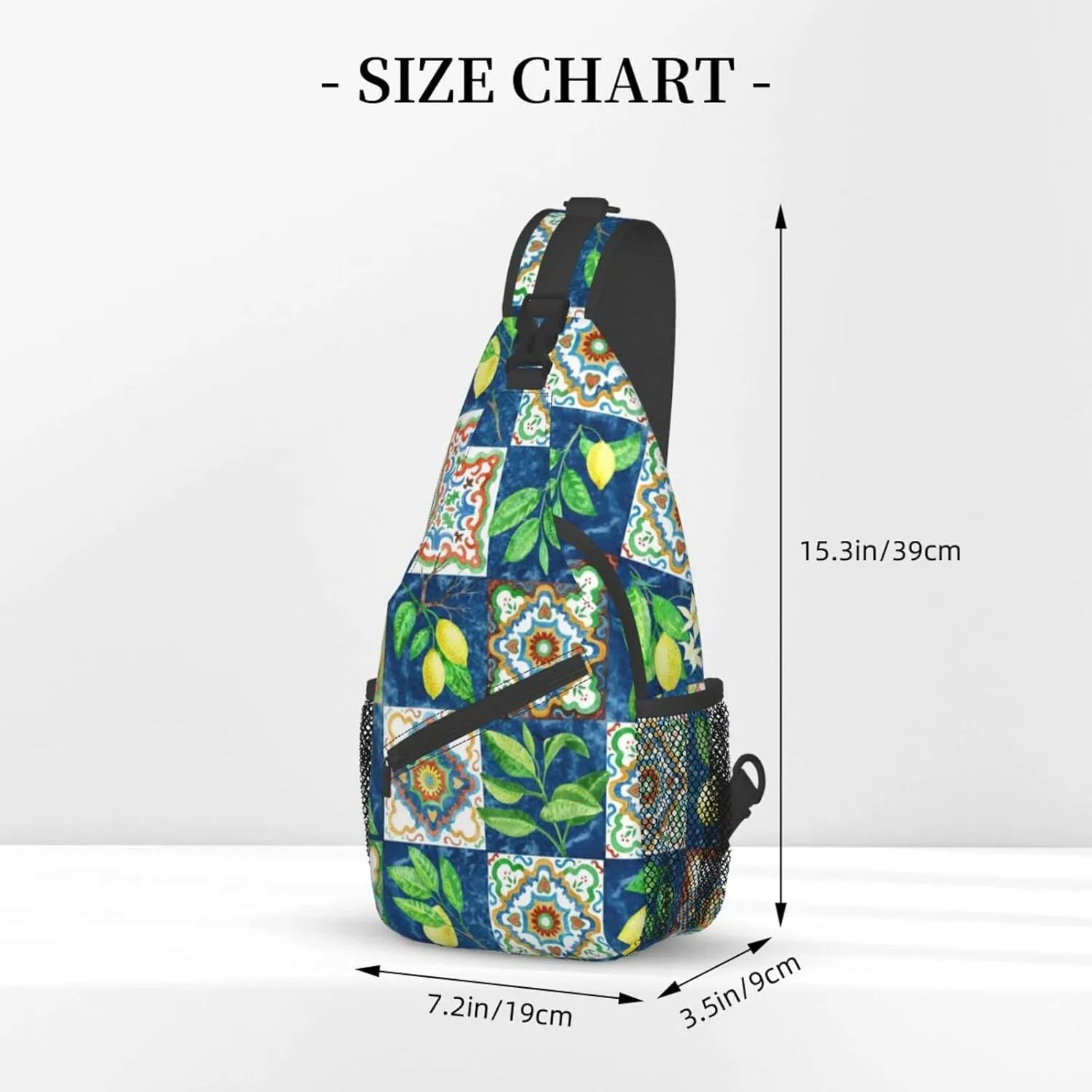 Crossbody Sling Backpack Sling Bag Chest Bag Shoulder Bag Travel Hiking Daypack For Men Women-Lemon And Leaves