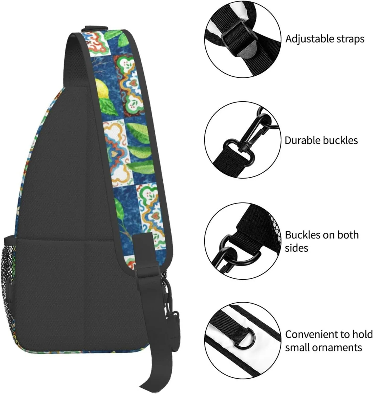 Crossbody Sling Backpack Sling Bag Chest Bag Shoulder Bag Travel Hiking Daypack For Men Women-Lemon And Leaves