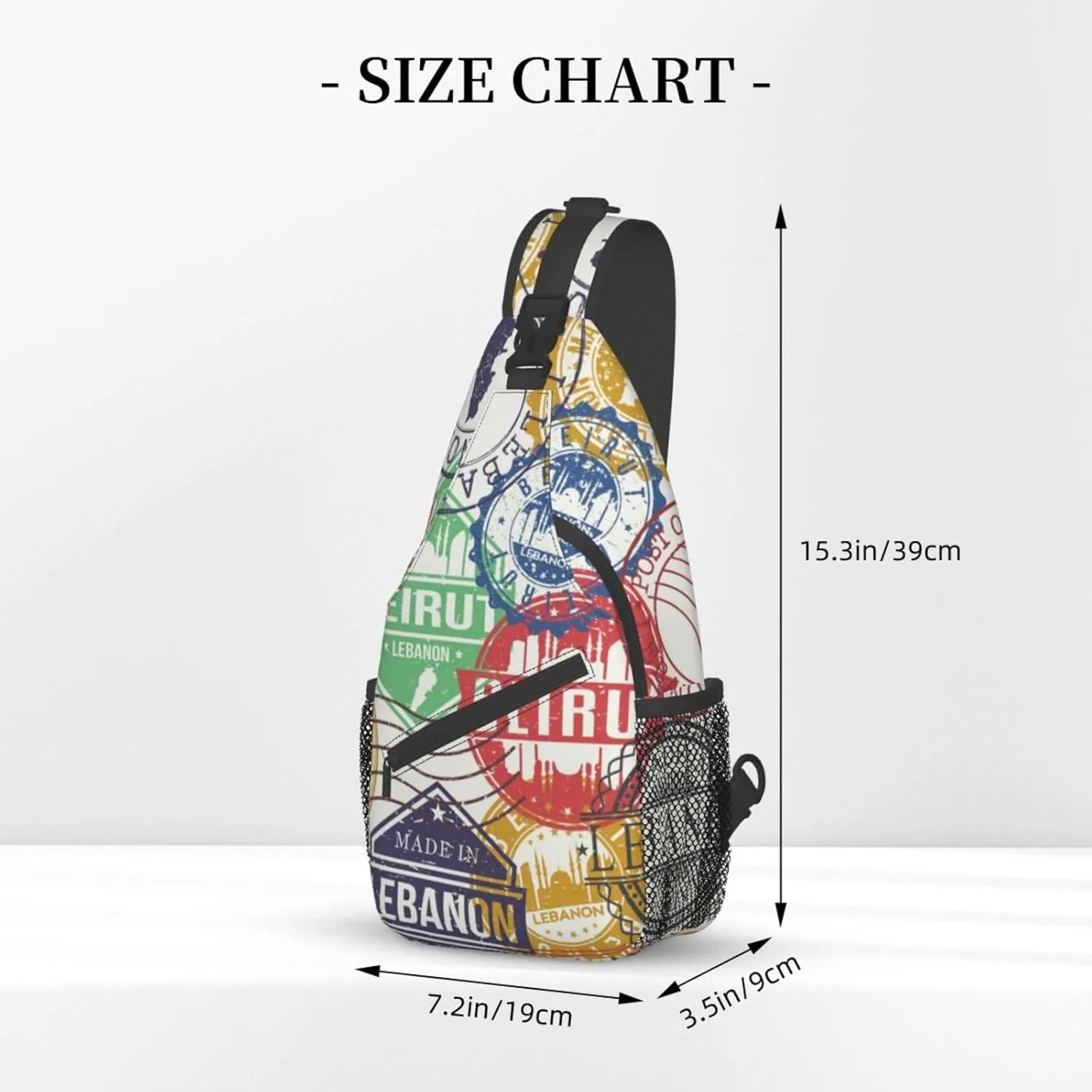 Crossbody Sling Backpack Sling Bag Chest Bag Shoulder Bag Travel Hiking Daypack For Men Women-Travel Stamp