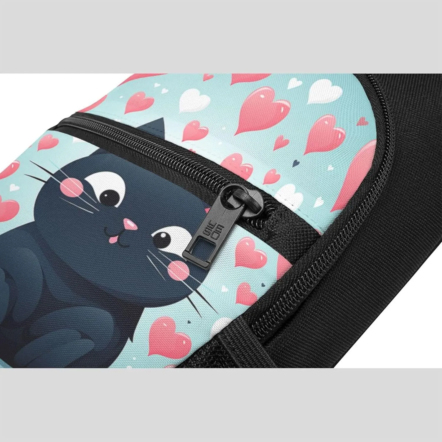 Crossbody Sling Backpack Sling Bag for Men Women Cross Chest Bag Shoulder Bag Cute Heart Cat Travel Hiking Daypack