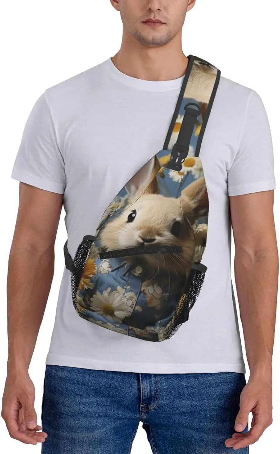 Crossbody Sling Backpack Sling Bag For Men Women Cross Chest Bag Shoulder Bag Daisy And Bunny Travel Hiking Daypack