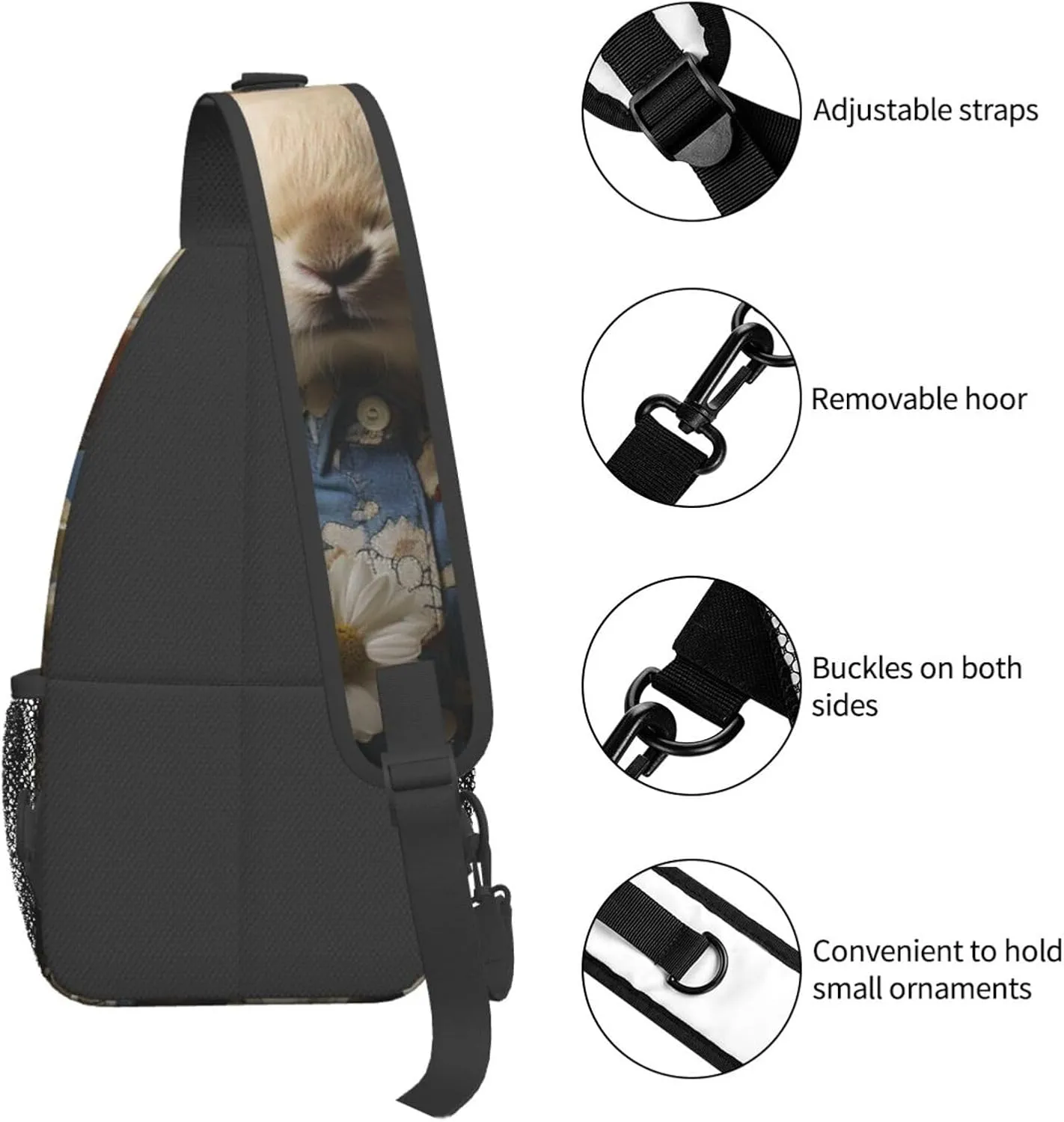 Crossbody Sling Backpack Sling Bag For Men Women Cross Chest Bag Shoulder Bag Daisy And Bunny Travel Hiking Daypack