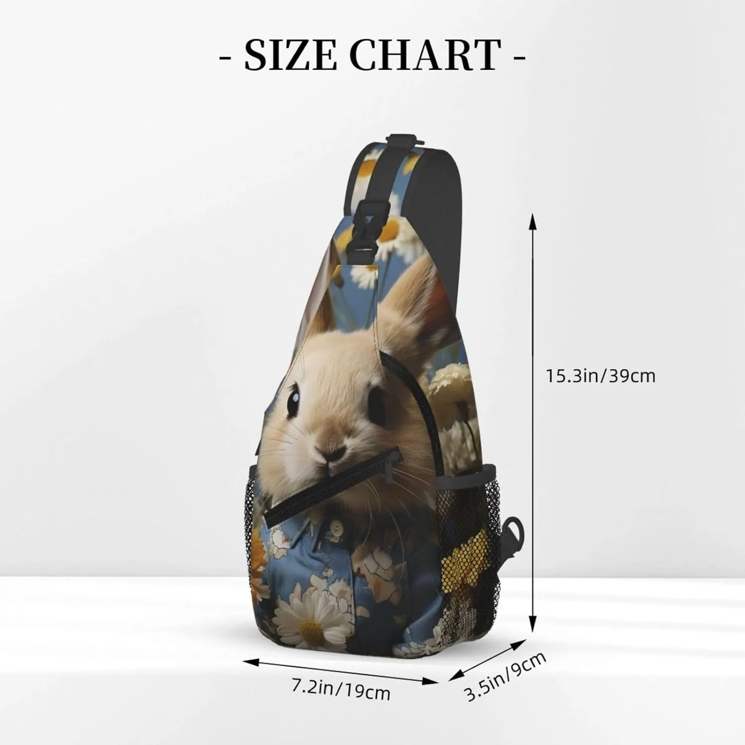 Crossbody Sling Backpack Sling Bag For Men Women Cross Chest Bag Shoulder Bag Daisy And Bunny Travel Hiking Daypack