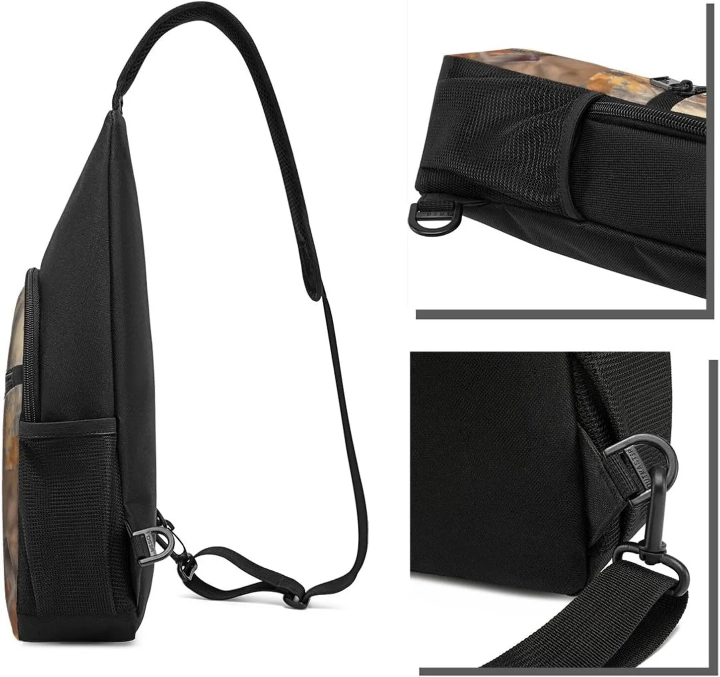 Crossbody Sling Backpack Sling Bag for Men Women Cross Chest Bag Shoulder Bag Deer and acorns with autumn Travel Hiking Daypack