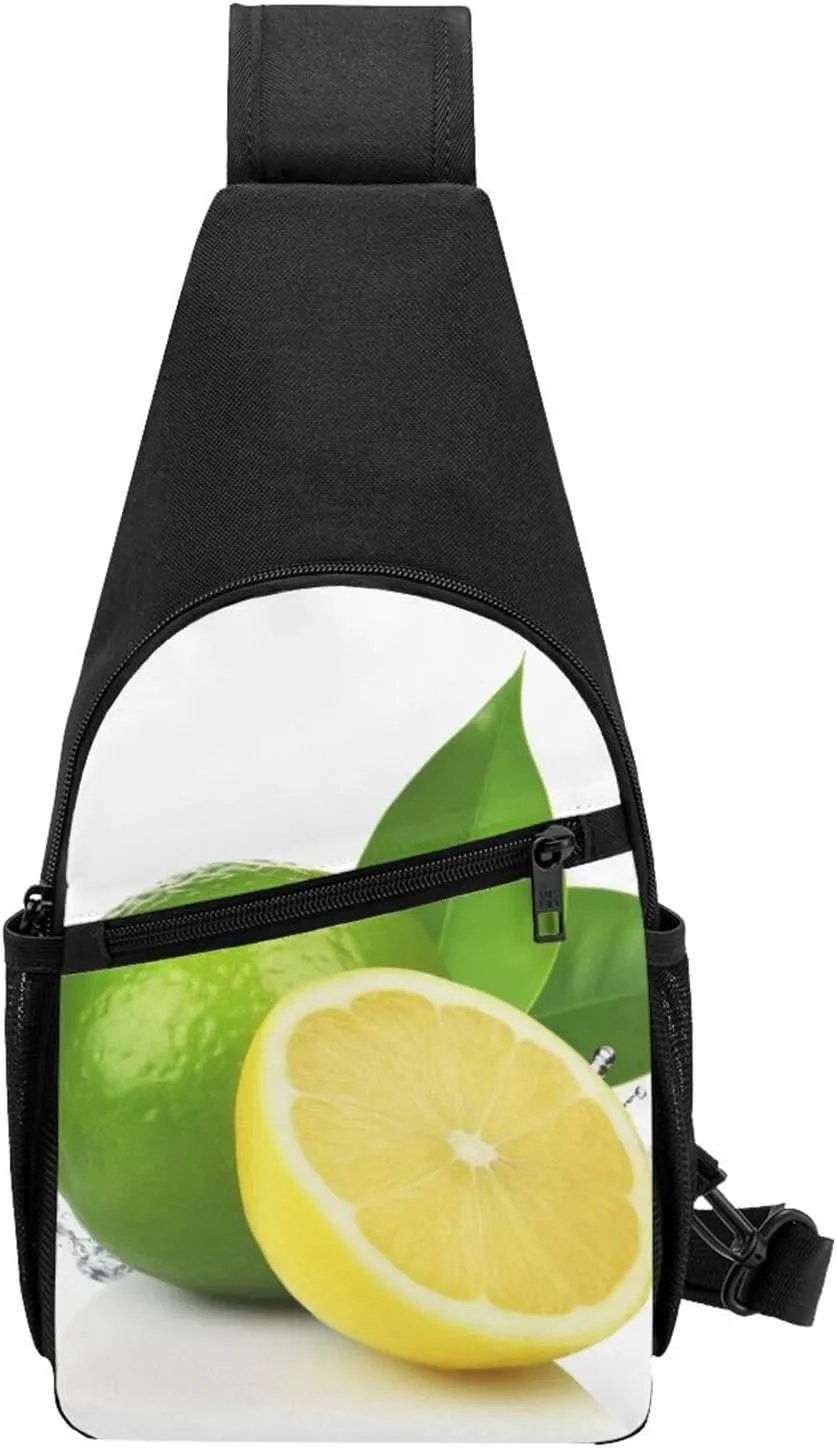 Crossbody Sling Backpack Sling Bag for Men Women Cross Chest Bag Shoulder Bag Lemon fruit Travel Hiking Daypack