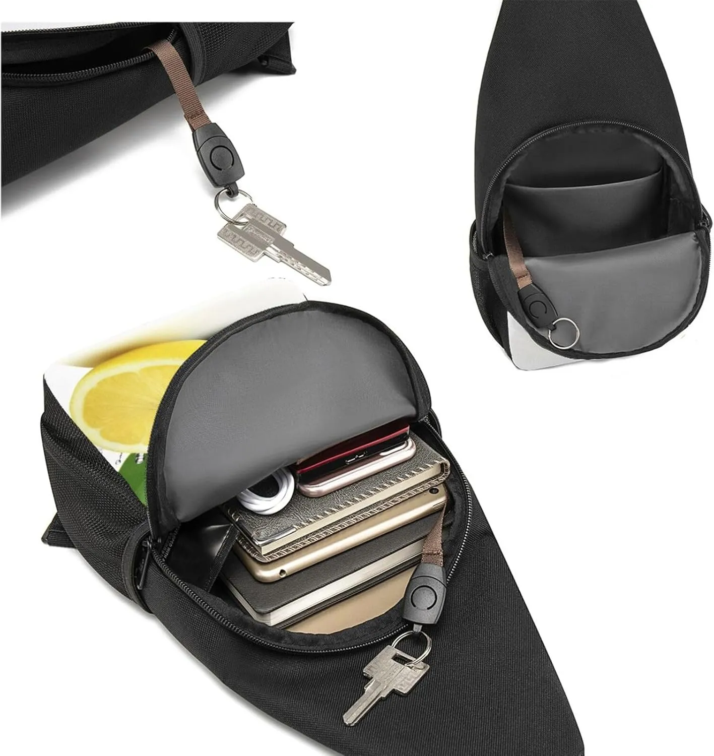 Crossbody Sling Backpack Sling Bag for Men Women Cross Chest Bag Shoulder Bag Lemon fruit Travel Hiking Daypack