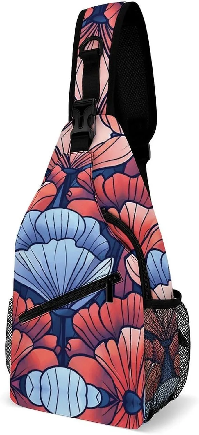 Crossbody Sling Bag Art Deco Style Sling Backpack Shoulder Chest Bag Casual Chest Bag with Adjustable Shoulder Strap Fanny Packs for Outdoors Hiking Traveling