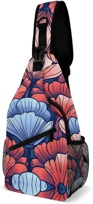 Crossbody Sling Bag Art Deco Style Sling Backpack Shoulder Chest Bag Casual Chest Bag with Adjustable Shoulder Strap Fanny Packs for Outdoors Hiking Traveling