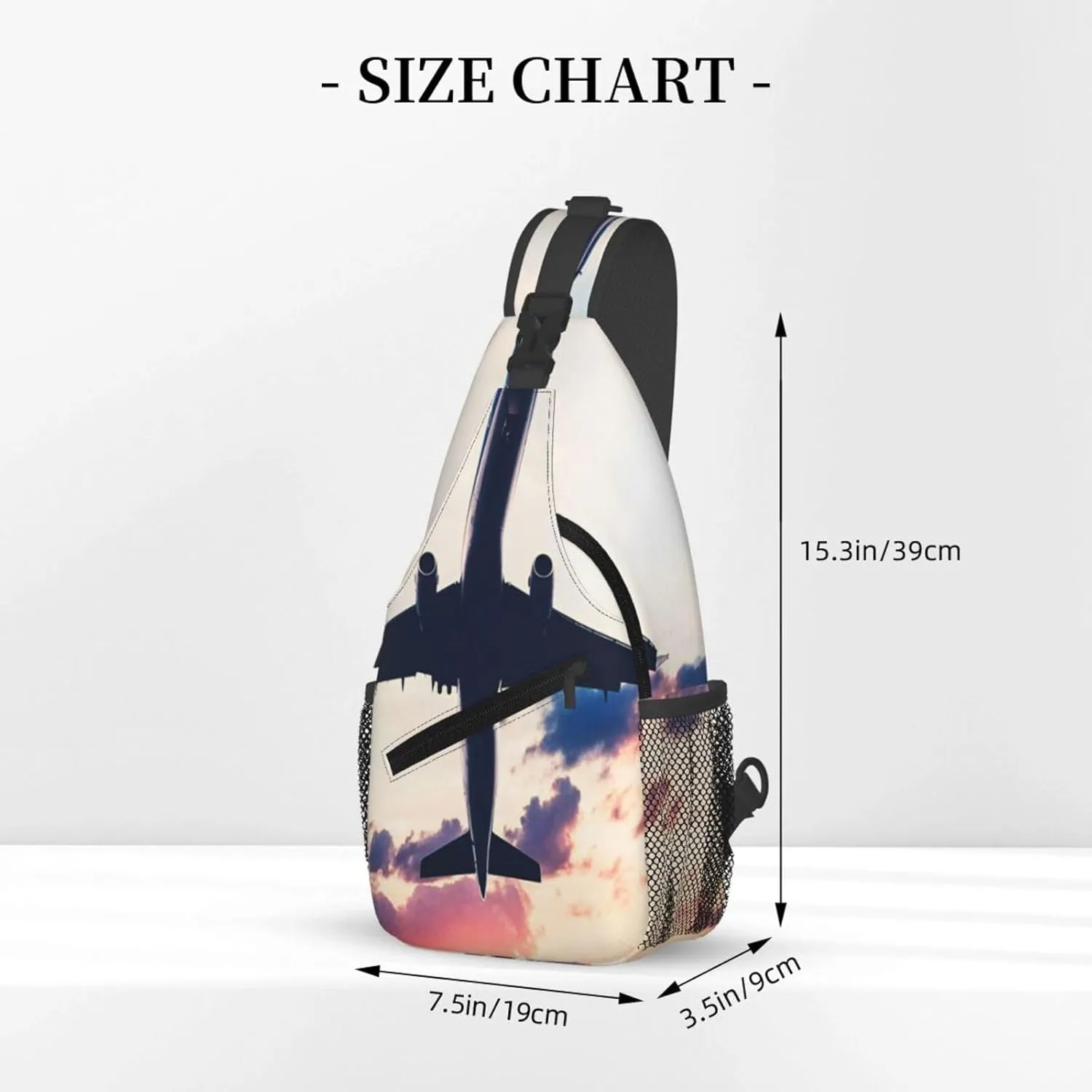 Crossbody Sling Bag for Men Women, Aviation Airplane Sunset Sling Backpack Shoulder Chest Bag, Anti Theft Travel Hiking Daypacks