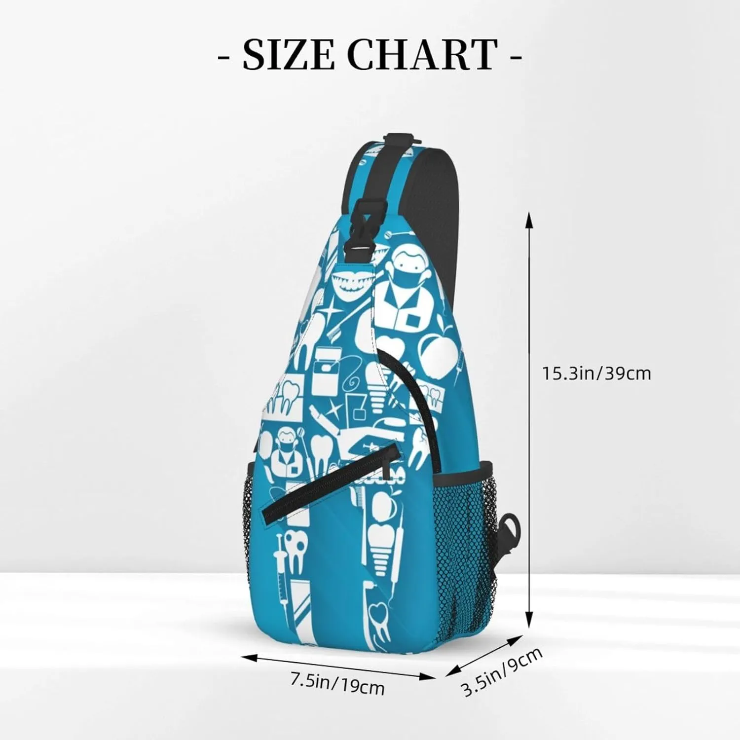 Crossbody Sling Bag for Men Women, Dental Care Tooth Sling Backpack Shoulder Chest Bag, Anti Theft Travel Hiking Daypacks