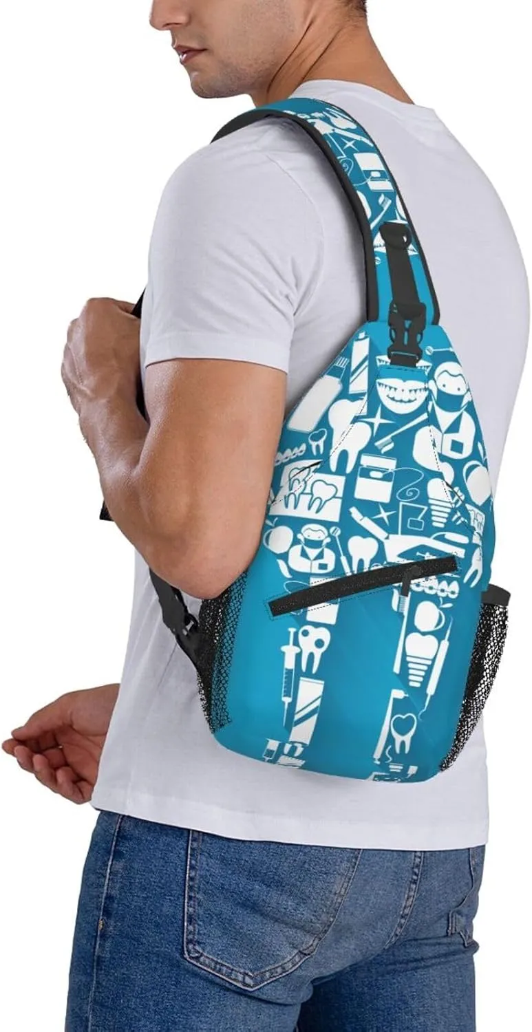 Crossbody Sling Bag for Men Women, Dental Care Tooth Sling Backpack Shoulder Chest Bag, Anti Theft Travel Hiking Daypacks