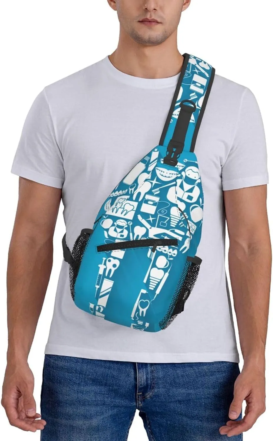 Crossbody Sling Bag for Men Women, Dental Care Tooth Sling Backpack Shoulder Chest Bag, Anti Theft Travel Hiking Daypacks